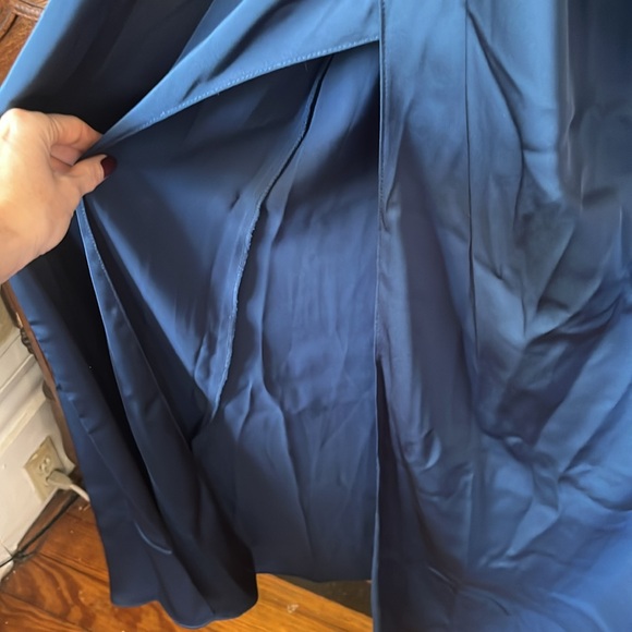 AZAZIE BONA Stretch Dark Navy A-Line V-Neck Pleated Stretch Satin - Picture 12 of 16